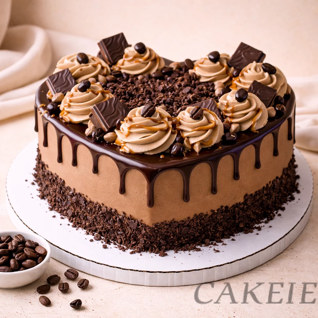 Coffee Mocha Heart Shape Cake